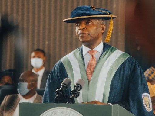 professor yemi osinbajo making a speech at obafemi awolowo university in ile ife osun state nigeria