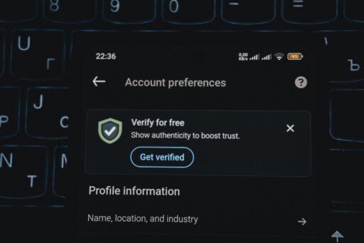 Account preferences screen with verification prompt