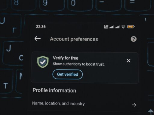 Account preferences screen with verification prompt